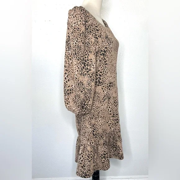 ANTHROPOLOGIE Maeve Cut Out Mini Animal Print Dress Brown Leopard Size 14 - Picture 6 of 12